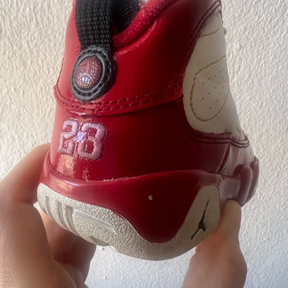 Nike AIR JORDAN 9 Retro Hi-Top Sneakers Infant Sz 7C Leather Gym Red White Shoes - Picture 11 of 12